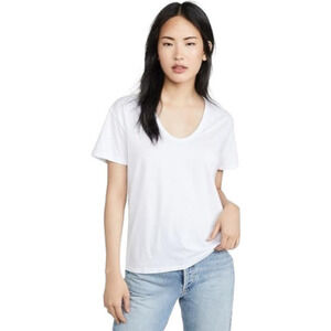 AG ADRIANO GOLDSCHMIED | white scoop-neck short sleeve 100%  cotton tshir…​